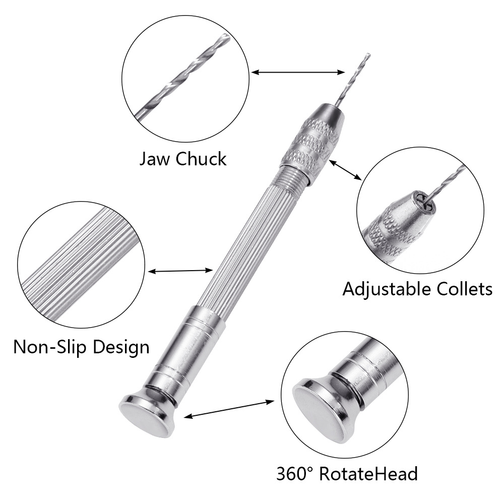 Pin Vice Micro - Mini Hand Drill Set With 10pcs