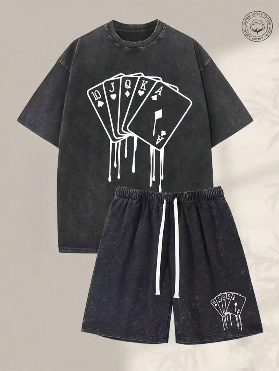 Mens Washed Cotton T-Shirt And - Wash Effect Set avis et prix