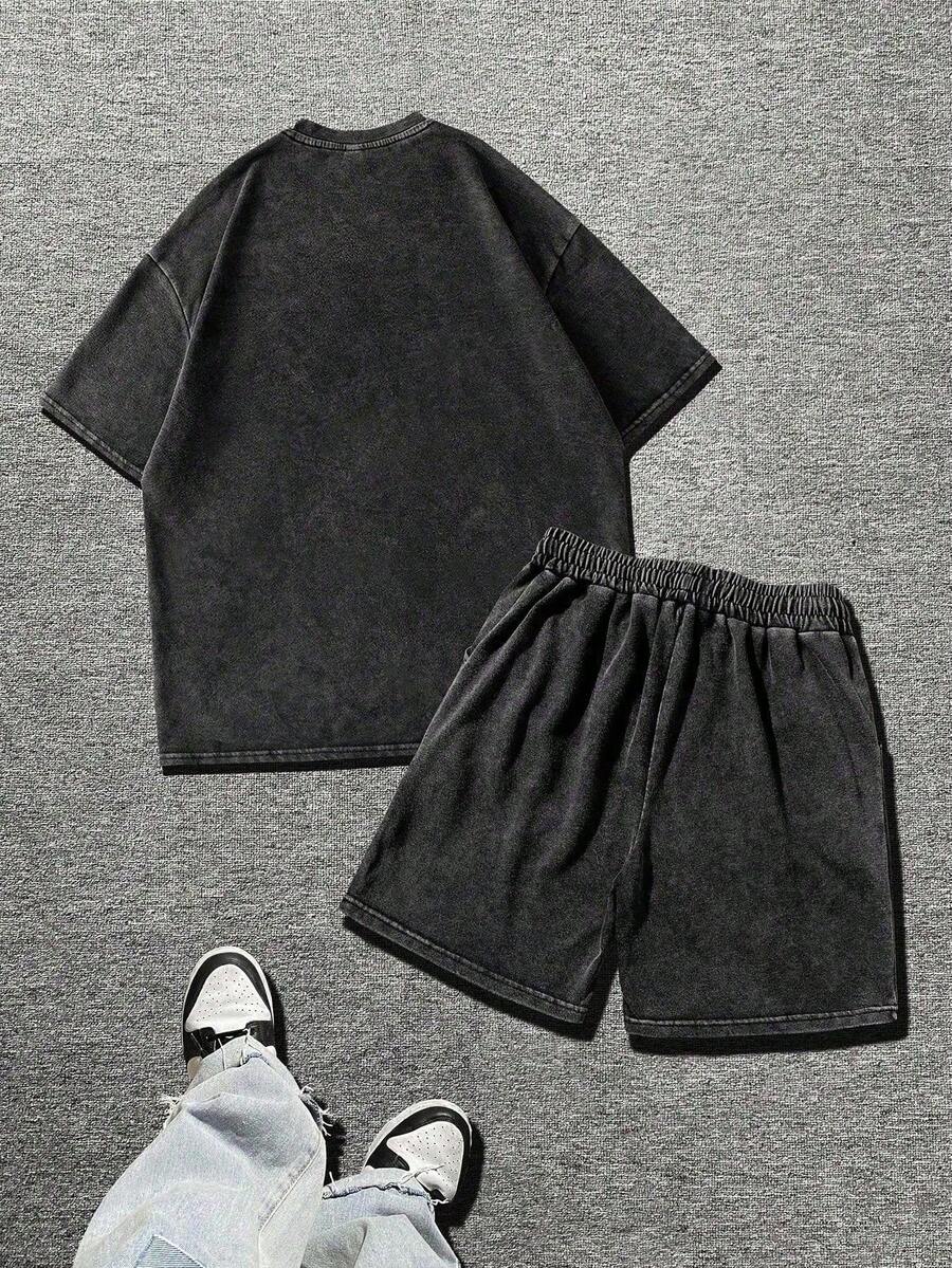 Mens Washed Cotton T-Shirt And - Wash Effect Set avis et prix